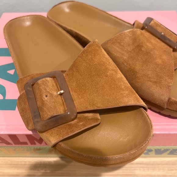 Vince Women's Grant Slip On Buckled Suede Leather Sandals - Picture 4 of 9